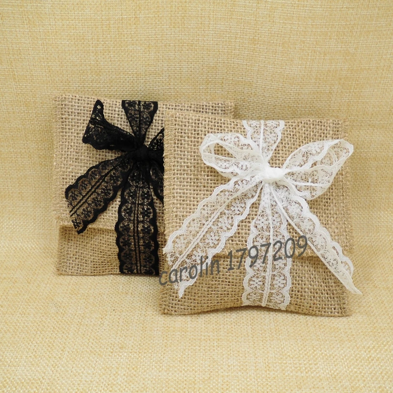 

20pcs Burlap candy Bag with lace jute Gifts Pouch Favor Bag rustic wedding centerpieces Vintage Wedding decoration