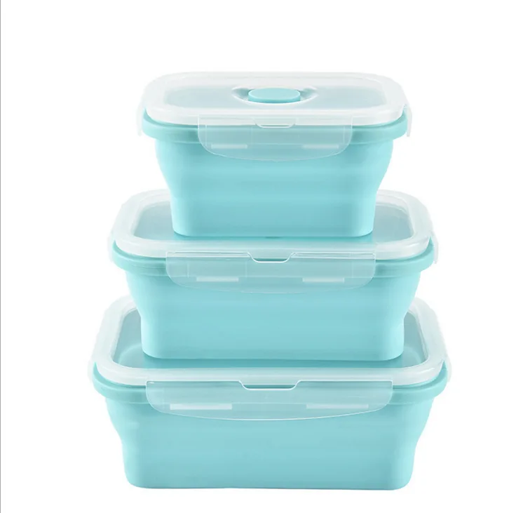 3 шт./компл. силиконовая складная коробка Bento Складная портативная для обеда