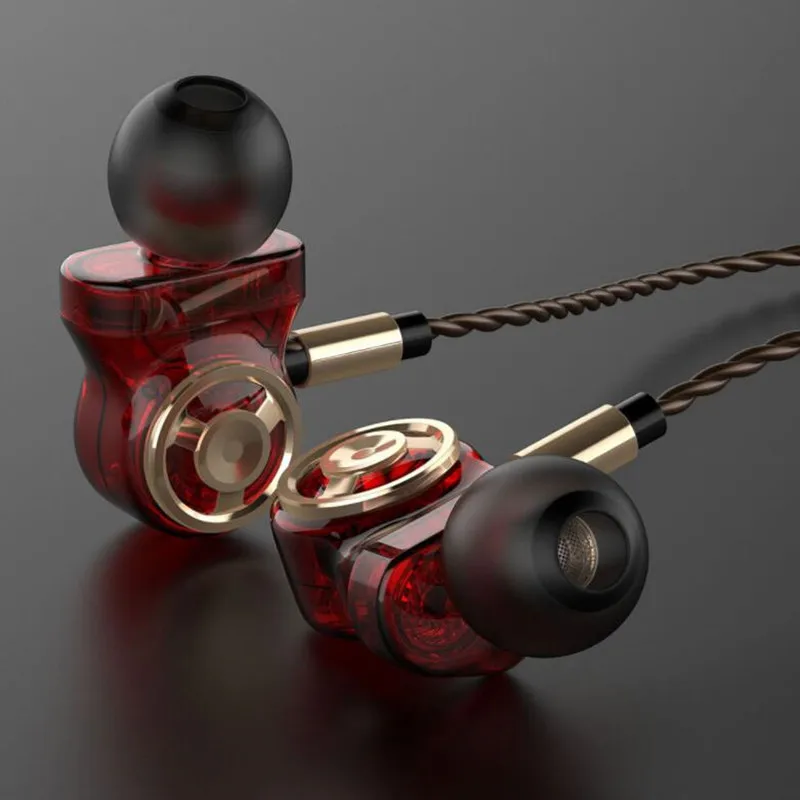 CALETOP 6 водителей супер бас наушники стерео HIFI музыка ТПЭ Проводные спортивные наушники для бега для iphone X XR для samsung Galaxy S10 - Цвет: Красный