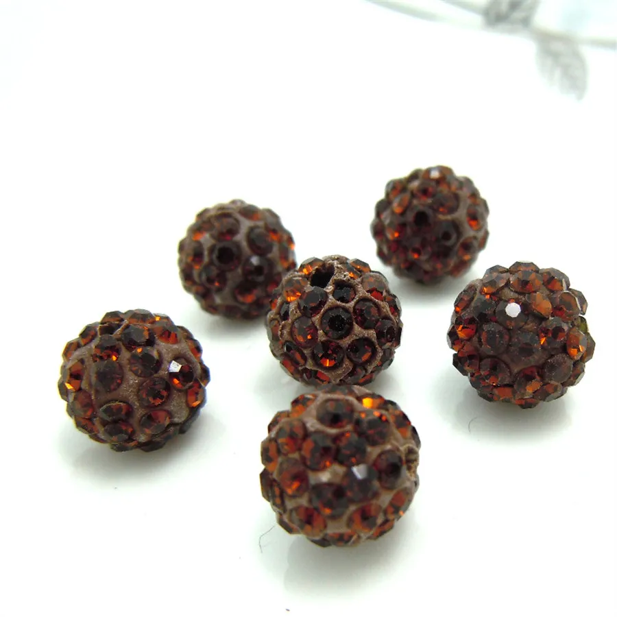 

100pcs 10MM Coffee Color Austria Beads Crystal Disco Ball Beads Spacer Beads 6 row Crystal Clay Beads 27 Color