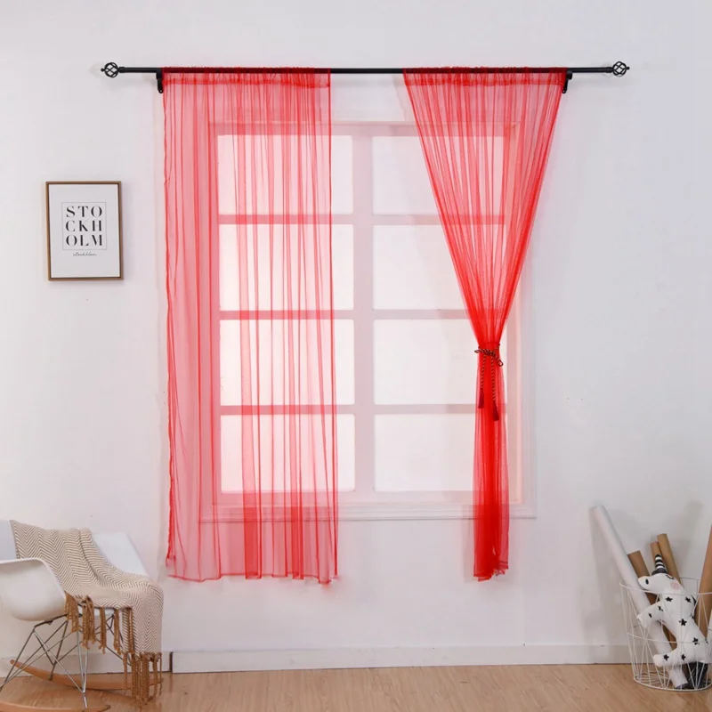 white Window Curtains Screening Solid Door Drape Panel Sheer Tulle For Living Room European and American style | Дом и сад