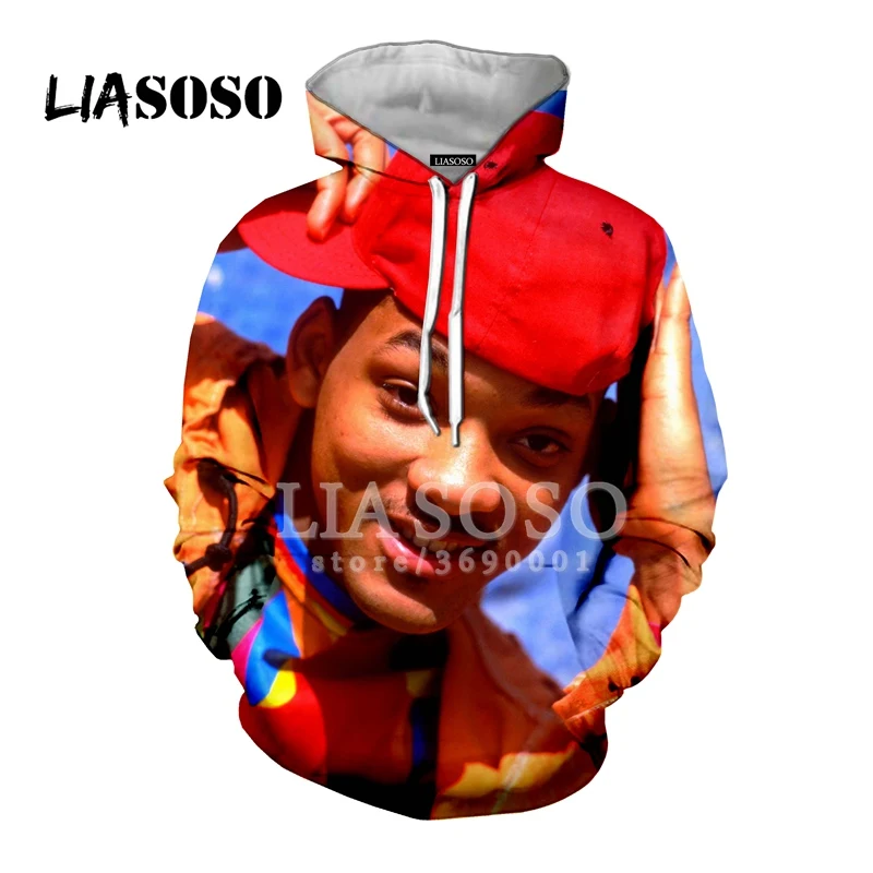 LIASOSO Толстовка 3D ткани с принтом Унисекс Забавные будет Smith Fresh Prince Толстовки