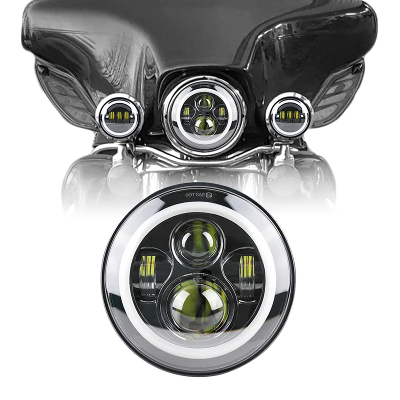 Высококачественный 7 дюймовый круглый светодиодный налобный фонарь Halo Angle Eyes для