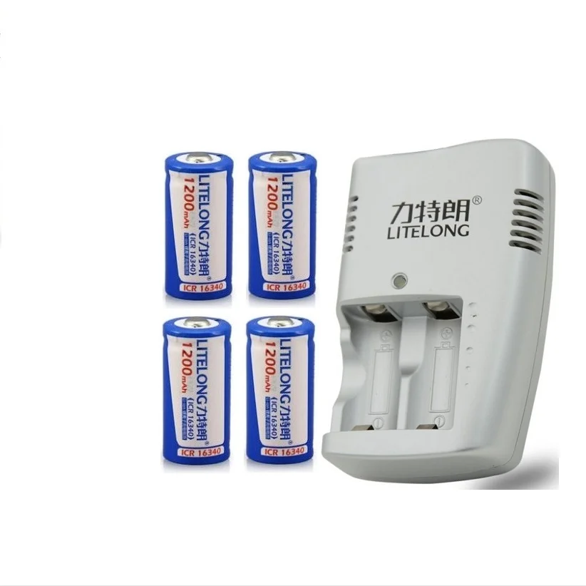 4 шт. ICR16340 CR123A CR123 CR 123 123A CR17345 17345 1200 mAh 3 7 V Batteria Al liio + 1 шт зарядное