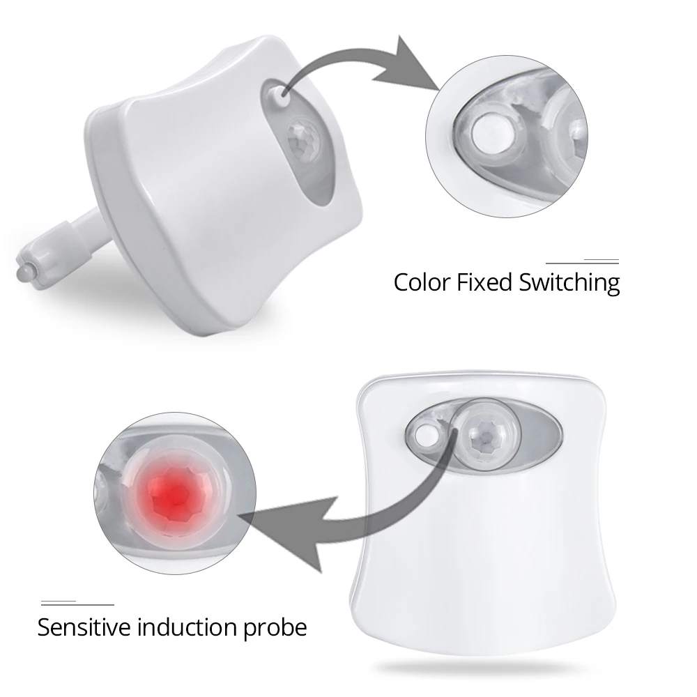 Светильник для сиденья унитаза 8 цветов питание от батарейки AAA с пассивным ИК