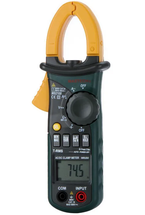 Mastech MS2108 Измеритель постоянного/переменного тока 6600 отсчетов 600A 600V|current clamp|dc current