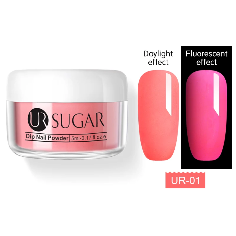 UR-01 Ur Sugar погружение флуоресцентная пудра Пыль неоновый дизайн для ногтей украшения без лампы вылеченные маникюрные ногти блеск Dip Kit 5 мл - Цвет: UR-01