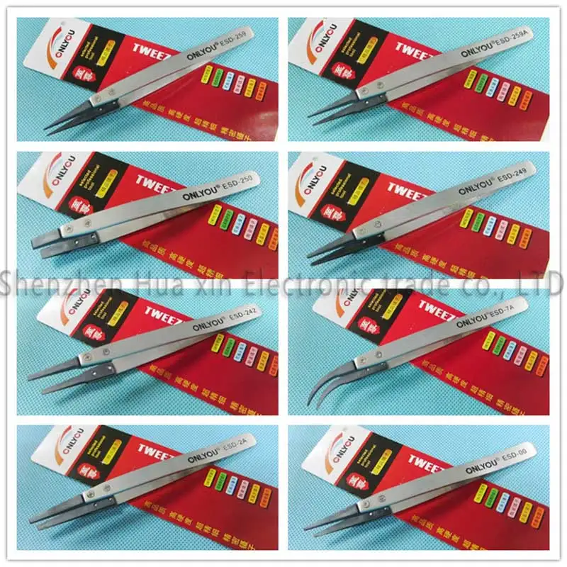 Набор высокоточных нержавеющих антистатических пинцетов 8 шт./лот ESD со сменной