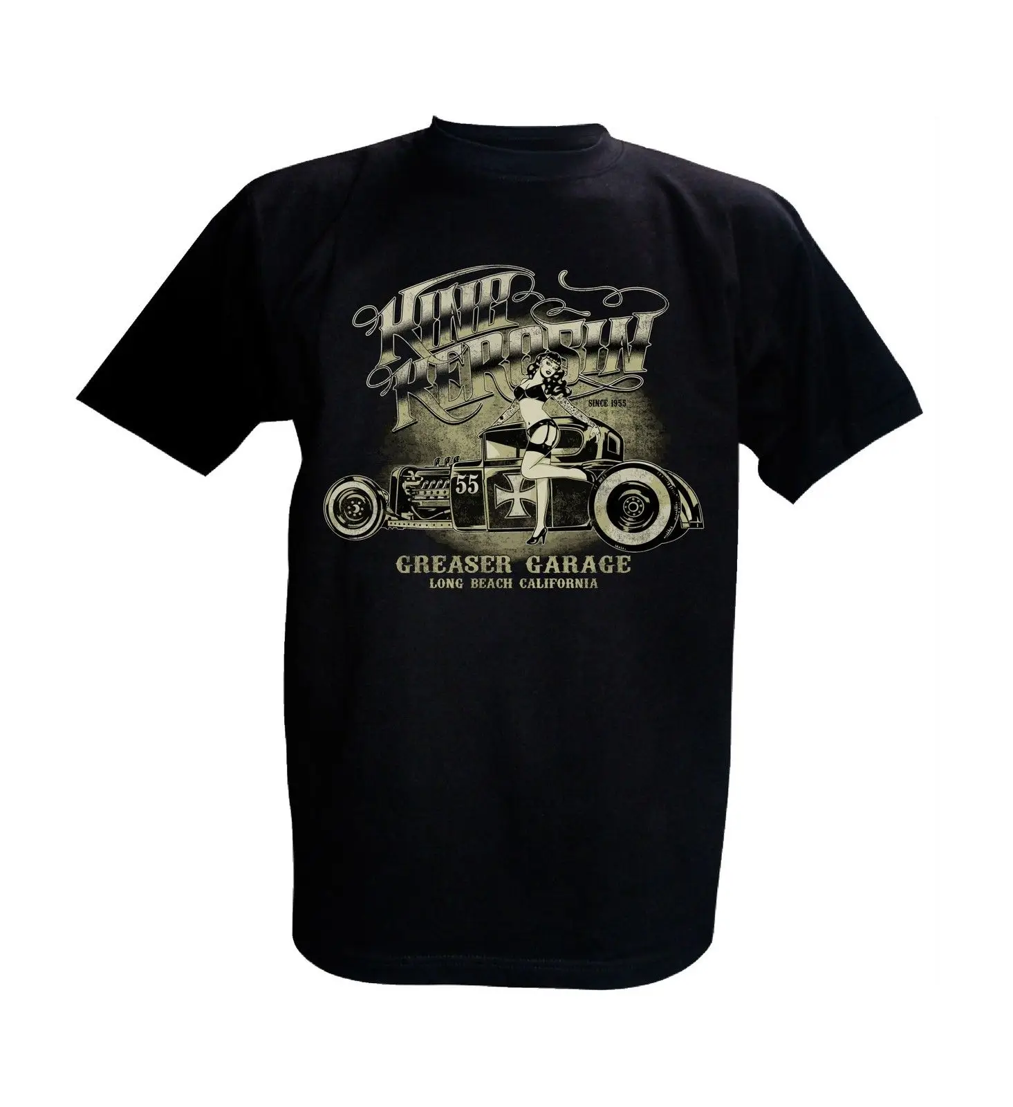 

New 2019 Fashion Print T Shirts Man Short Sleeve Tshirt Greaser Garage Oldschool Rockabilly Hotrod Vintage Retro V8 Shirt Design