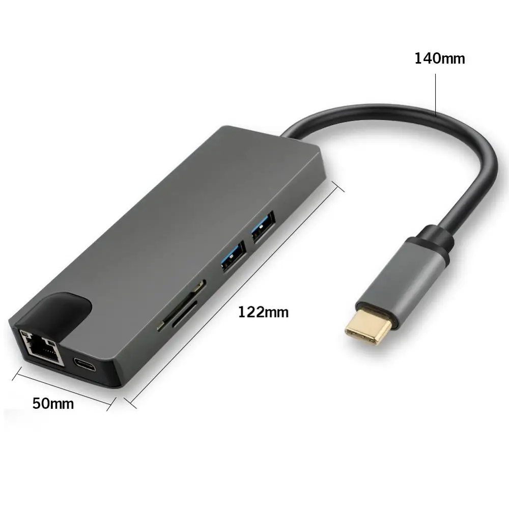 8В1 USB-C концентратор USB C к VGA HDMI 4K RJ45 Micro SD/TF кардридер адаптер Type 3 0 для MacBook Chromebook