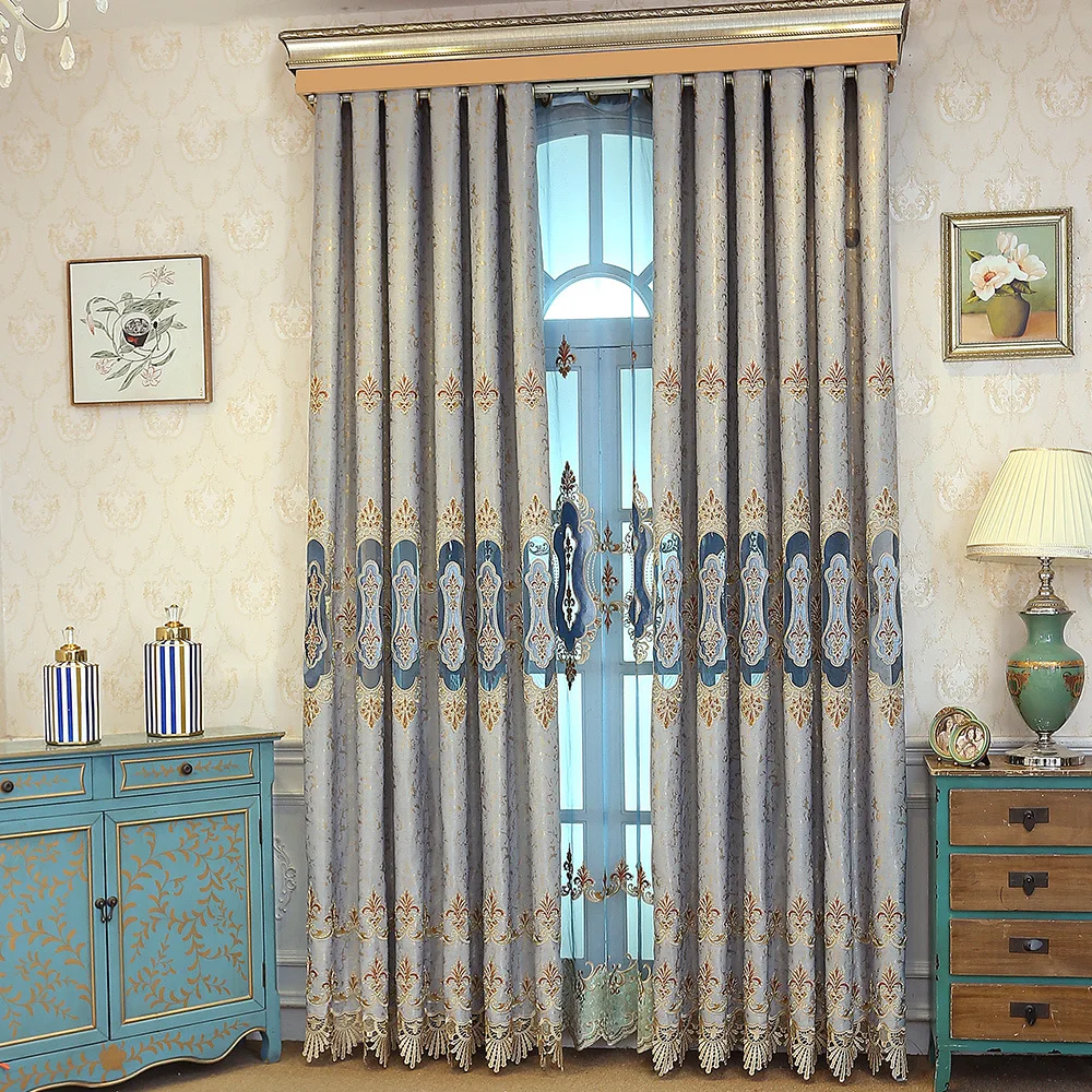 Занавески для гостиной столовой спальни Европейский жаккард вышивка занавески