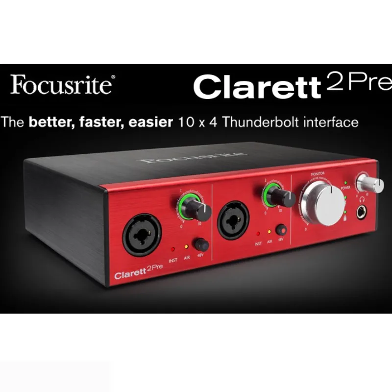 Focusrite Clarett 2Pre USB звукозаписывающая звуковая карта 10-в-1 4-канальный аудио интерфейс