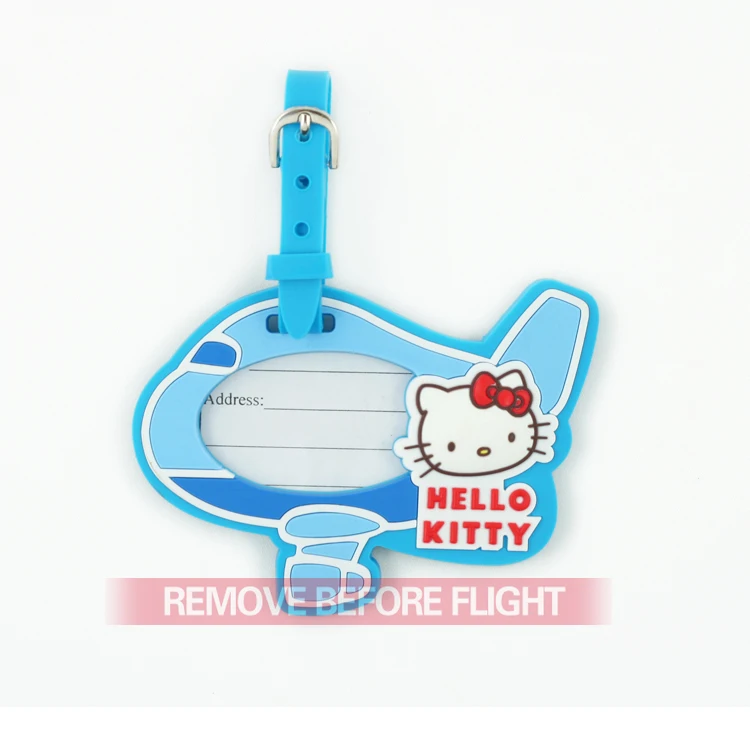 Женщины hello kitty самолет дорожные багажные бирки 3D личности милый специальный мультфильм самолет ярлык дамской сумки розовый/синий/черный