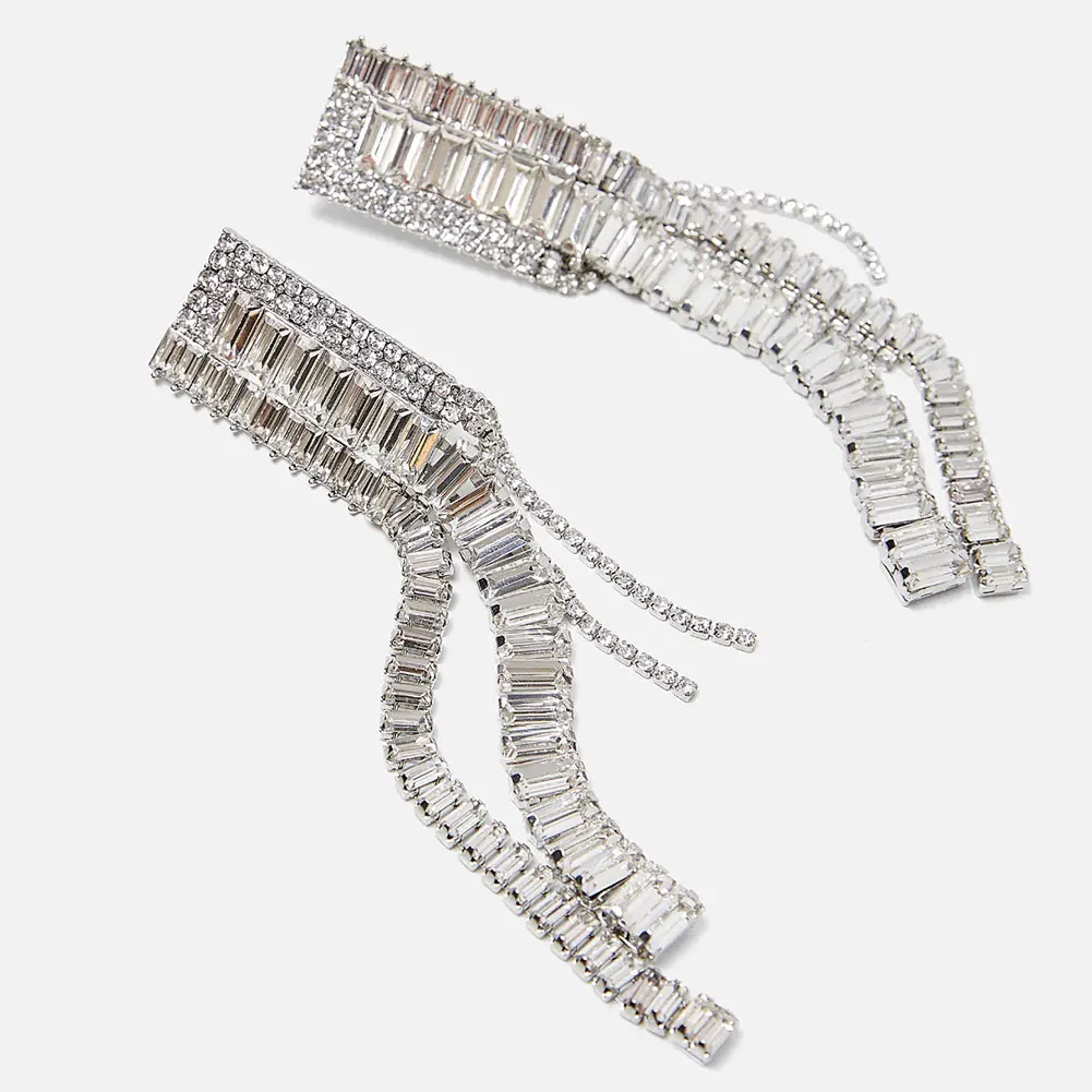 Flatfoosie Charms ZA Tassel Chain Висячие серьги для женщин модная Женская Длинная подвеска серьги с кристаллами модные ювелирные изделия в стиле "Бохо"