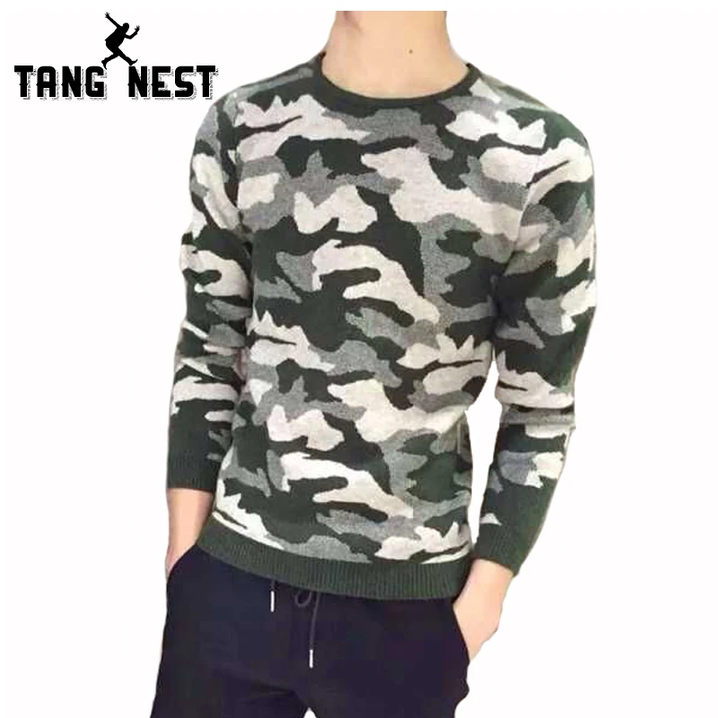 TANGNEST/Камуфляжный свитер для мужчин Осень-зима 2019 Мужской Повседневный модный