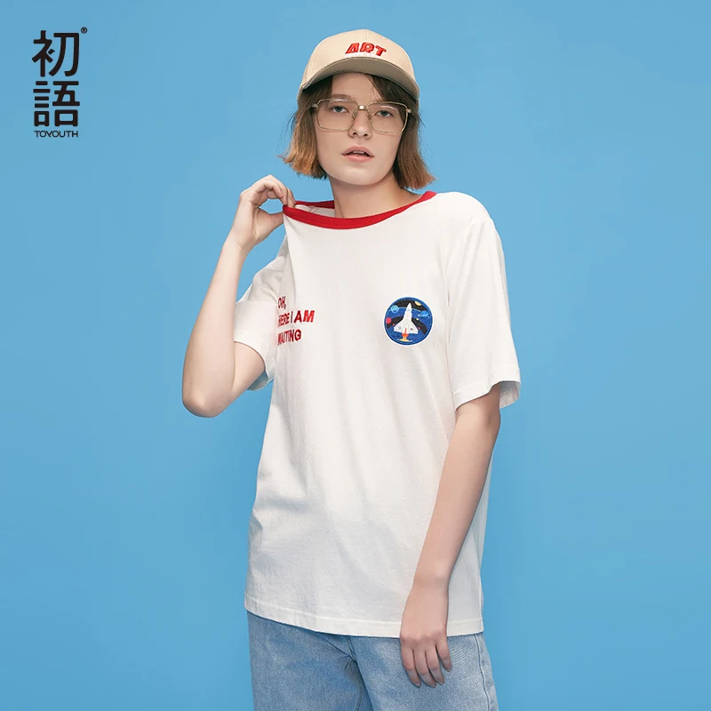 Toyouth Camisetas Mujer 2019 летние хлопковые футболки с буквенным принтом женские топы