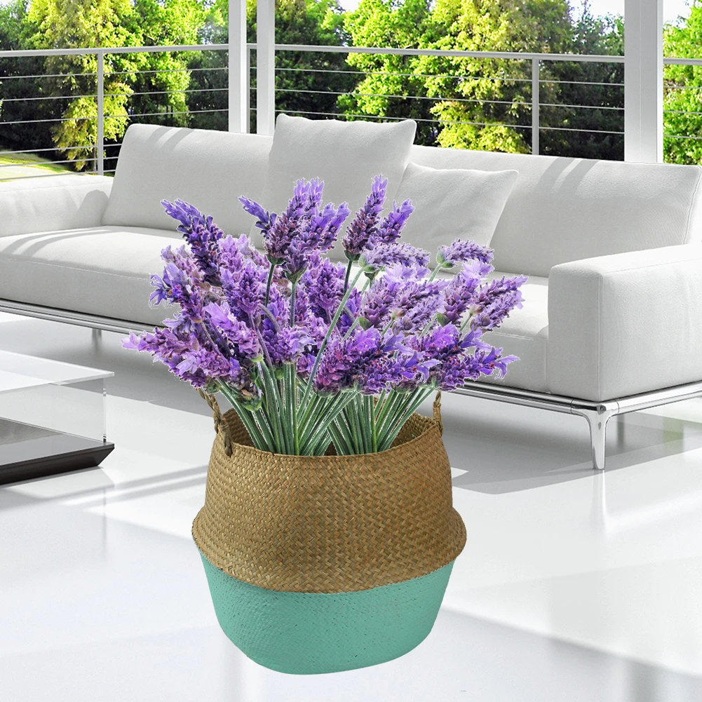 Storage Basket Rattan Straw Basket Wicker Seagrasss Folding Flower Pot Flower Vase Home Storage Basket Pot Planter Organization