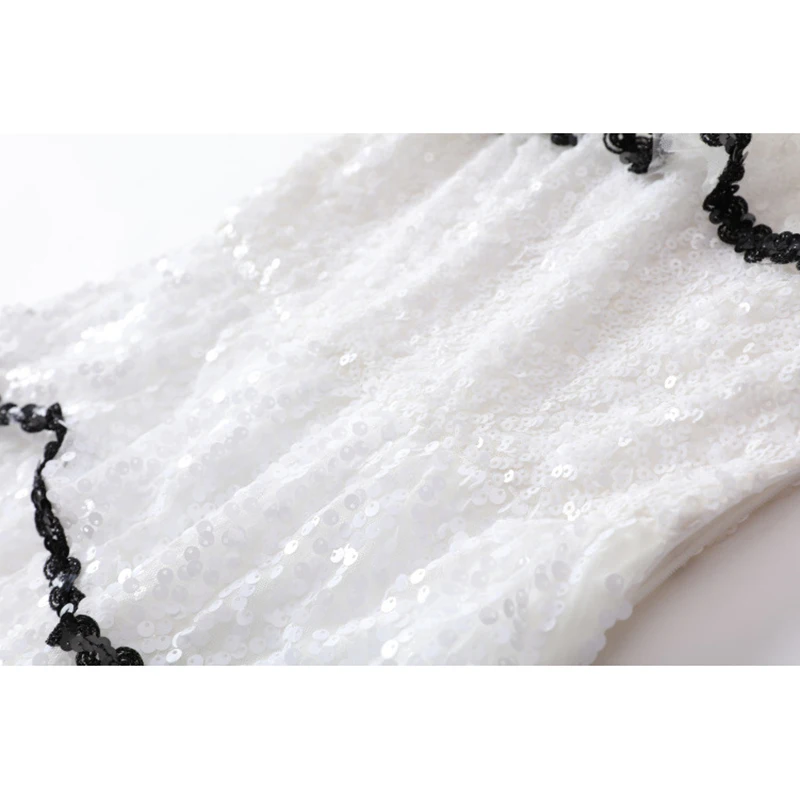 HIGH QUALITY New Fashion 2018 Designer Runway Dress Women's Slash Neck Sequined Gauze | Женская одежда