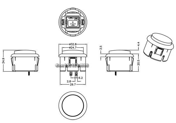 8 шт./лот аркадная кнопка с пластиковым переключателем Замена для кнопок SANWA OBSF-30