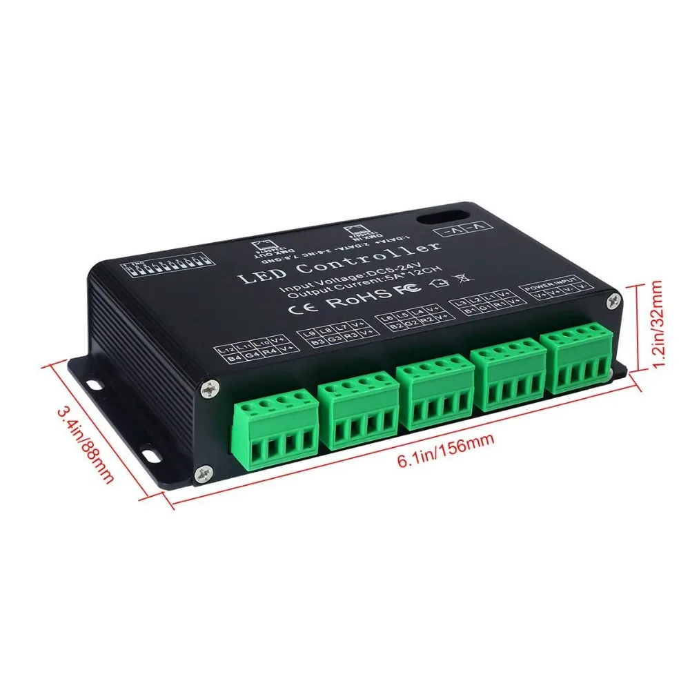 DC5V-24V 6 каналов/12 каналов RGB DMX светодиодный контроллер dmx-декодер драйвер