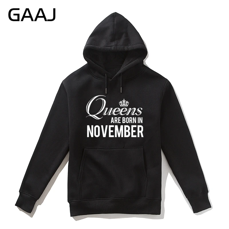 GAAJ "Queens are born in November" мужская толстовка с капюшоном, Женская толстовка на молнии, Мужская Высококачественная флисовая толстовка с принтом в стиле хип-хоп