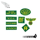 8 шт.лот вагос небольшого размера куртка жилет с вышивкой зеленый мотоцикла Байкер жилет патч в стиле панк Рок Патч Бесплатная доставка