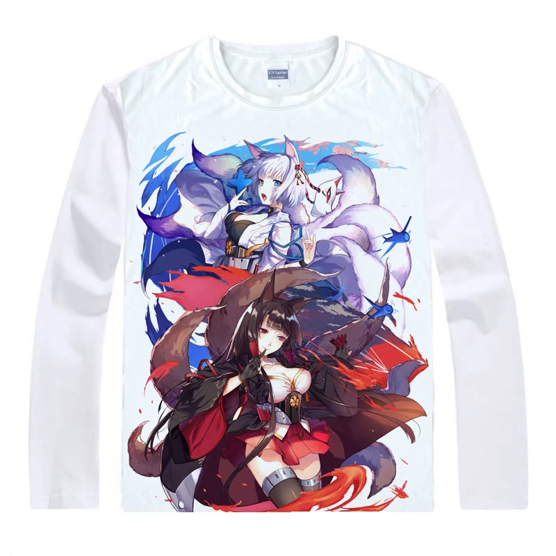 Azur Lane футболки Для мужчин в стиле хип хоп с длинными рукавами рисунком из аниме