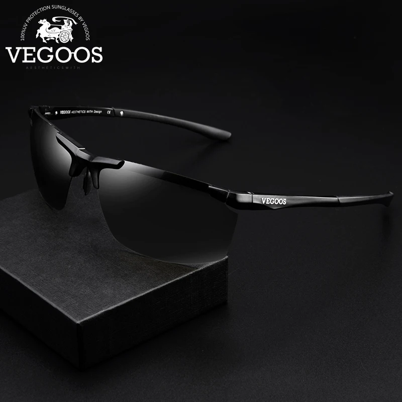 Мужские спортивные солнцезащитные очки VEGOOS легкие поляризационные в оправе Al Mg с