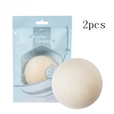 2pcs White Новинка, 7 цветов, натуральный Konjac, моющий спонж для лица, Круглый спонж, очищающее средство для лица, отшелушивающее средство для лица, для женщин - Цвет: 2pcs White