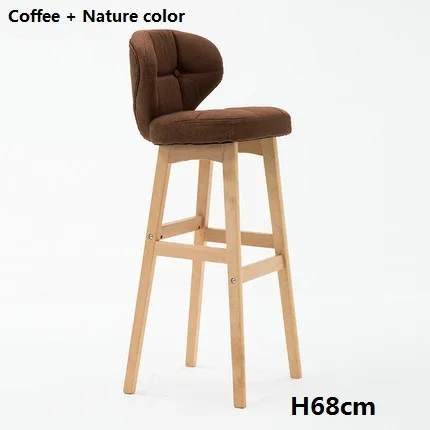 H68 cm coffee Скандинавский барный стул из массива дерева современный минималистичный креативный барный стул передняя спинка высокий барный стул для дома, бара - Цвет: H68 cm coffee