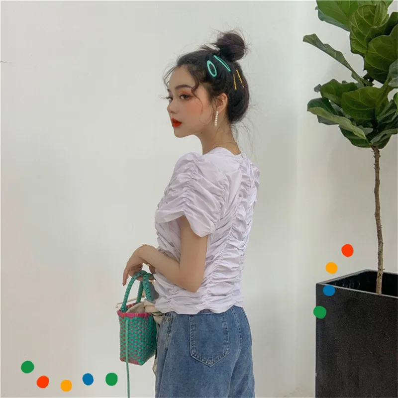 

HziriP Camisetas Verano Mujer 2019 New Fashion Summer Streetwear Crop Top Women Tshirt Sexy Solid Short Sleeve Tee Shirt Femme