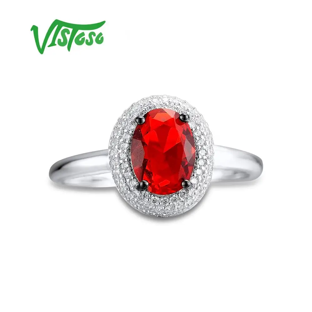 VISTOSO Ювелирные наборы для женщин из красного стекла белые ювелирные изделия