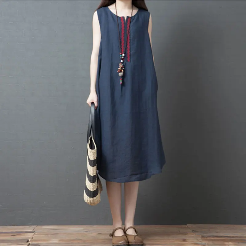 F & JE летнее Стильное женское платье большого размера без рукавов свободное