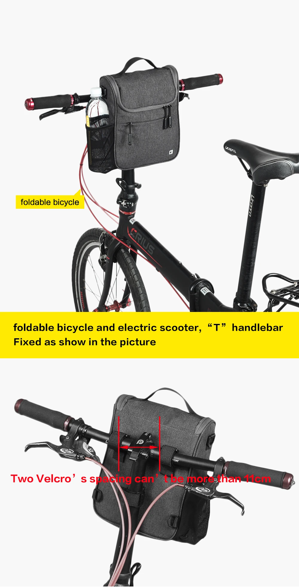 Rhinowalk 5L MTB Road Bike Front Tube Bag Multifunction Handlebar Bag Large Capacity Cycling Shoulder Bag with Waterproof Cover