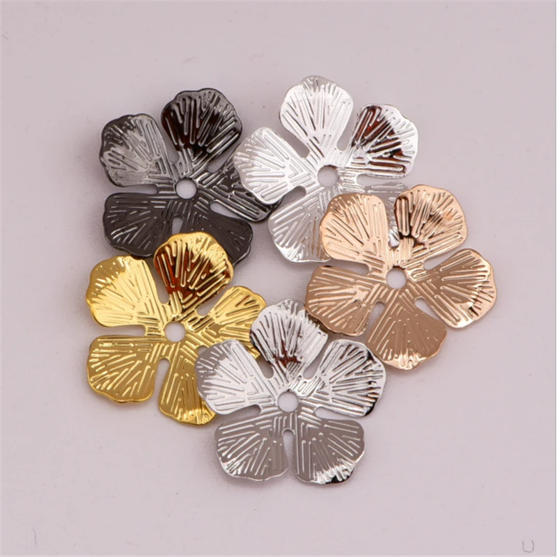 

New Metal Flowers Receptacle Silver Color Charms Connector For Diy Necklace Findings Jewelry Making Accessories 50pcs/lot
