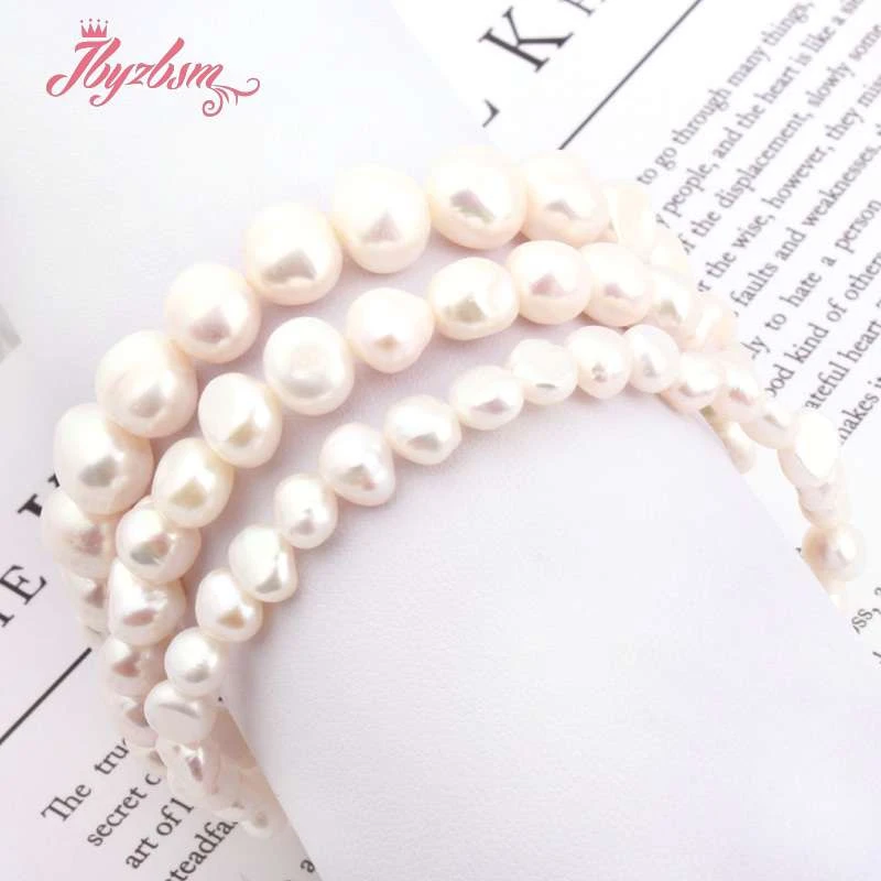 

Natural Freeform Freshwater Pearl White Beads For Women Chritmats Fashion Jewerly Gift Bracelet 5-7/8-9/9-10mm 7" Drop Shipping