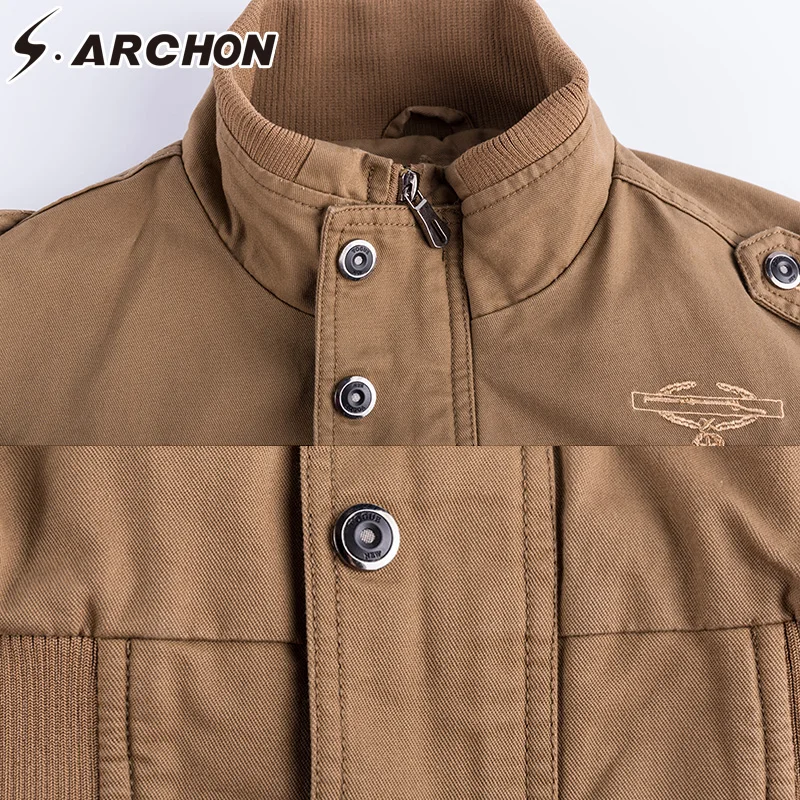 

S.ARCHON Military Tactical Jackets Men US Army Autumn Outerwear Coats Male Cotton Warm Windbreaker Air Force Pilot Jackets