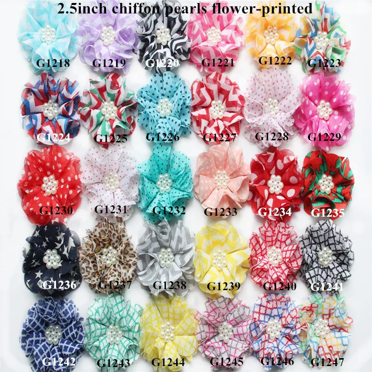 

45 pcs/lot , 2.5 ' ' shabby flowers with pearl centre , pearl flowers headband