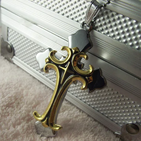 Бесплатная доставка блестящая модная подвеска крест с цепочкой из нержавеющей