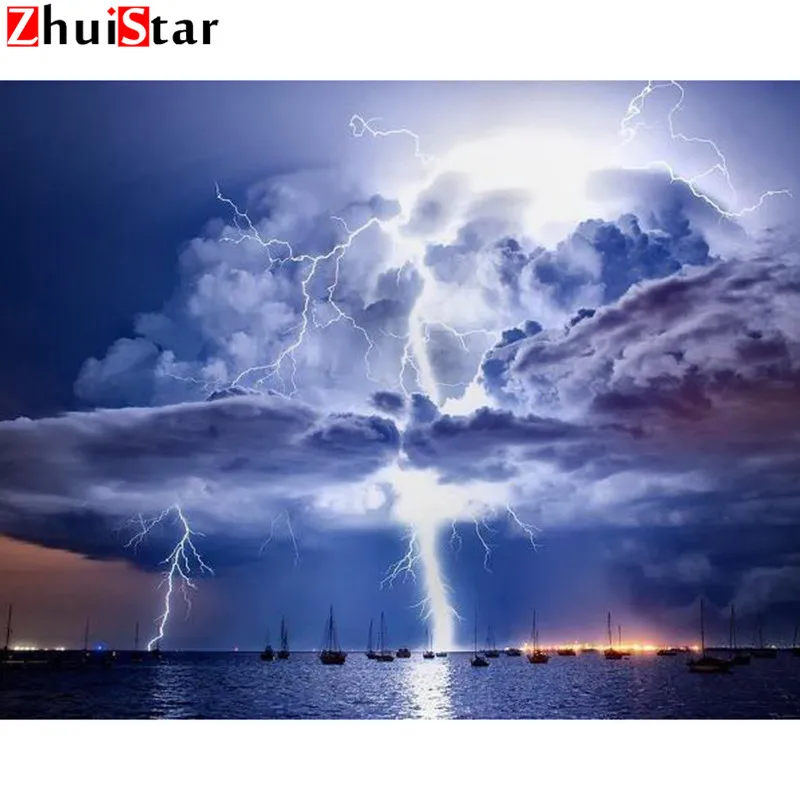 5D DIY алмазная живопись Ландшафтная мозаика с бриллиантами lightning Алмазная Вышивка