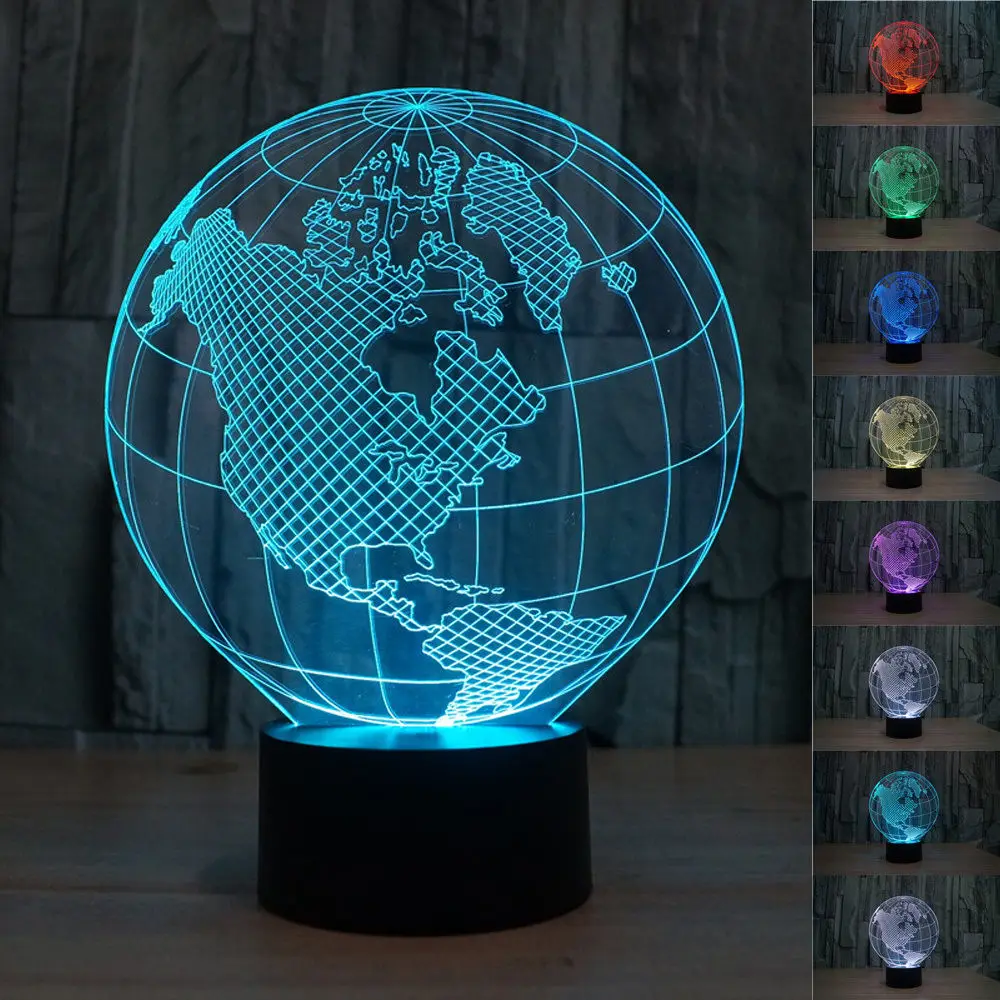 Глобус США иллюзия Сердце Любовь 3D Форма Баскетбол Night Light 7 Изменение Цвета