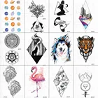 Собака акварелью Временные татуировки, наклейки для женщин, геометрический цветок, художественные татуировки на руку, Переводные татуировки для мужчин, груди, тигра, тату, Черный Тотем