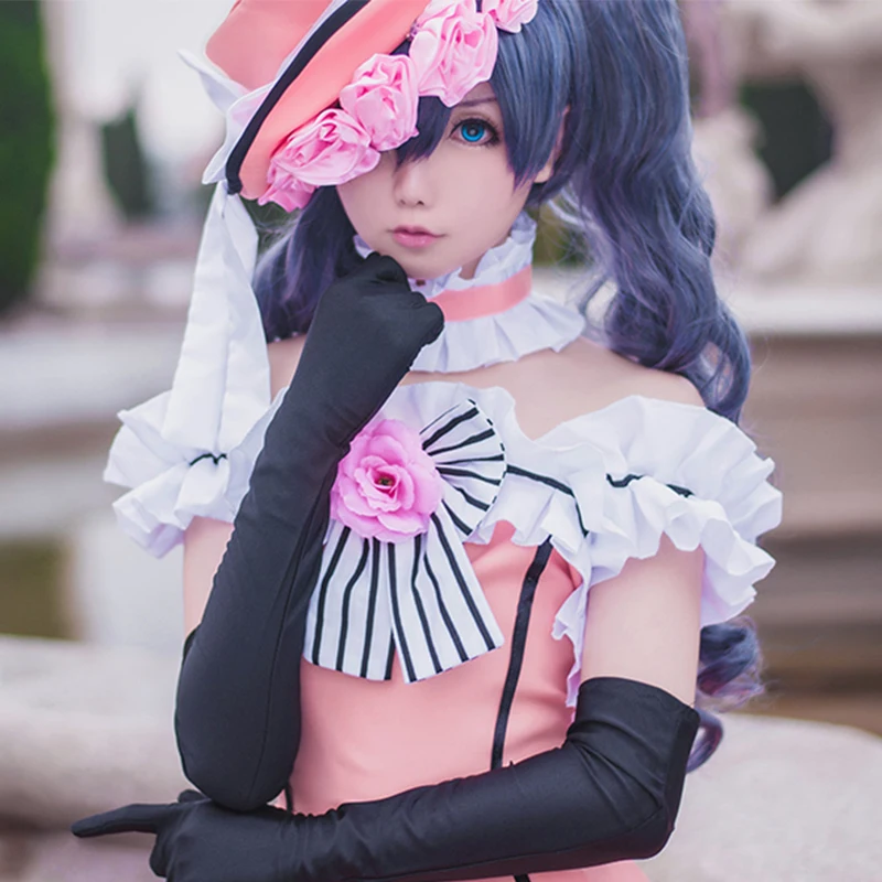 Косплей-платье женское "Черный дворецкий" Сиэль Фантомхайв из аниме "Black Butler" (платье, шляпа, аксессуар на шею, перчатки).