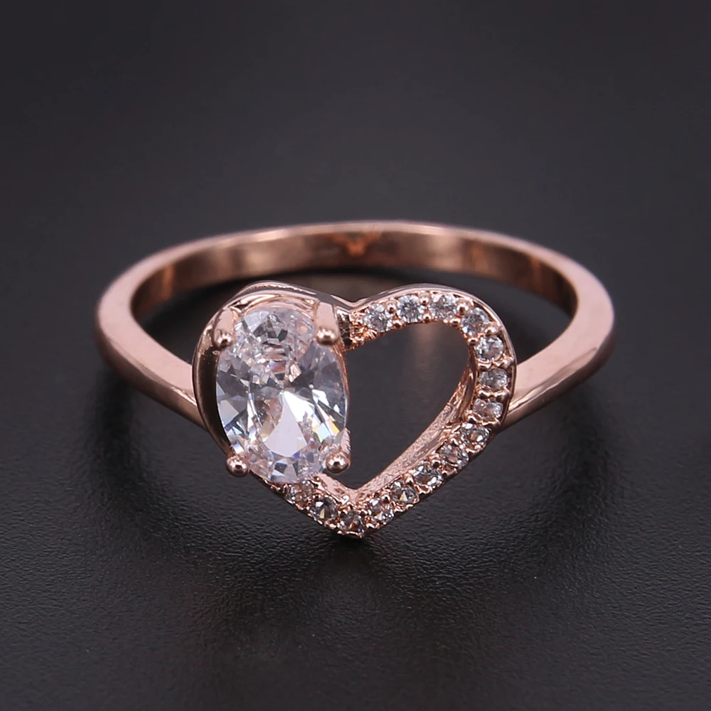 2017 кольцо с сердцем проложенные тонкие Кристальные кольца набор овал куб