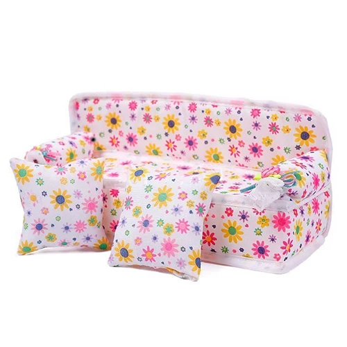 Мини-мебель для кукол цветок диван + 2 подушки кукольный дом аксессуары мебель