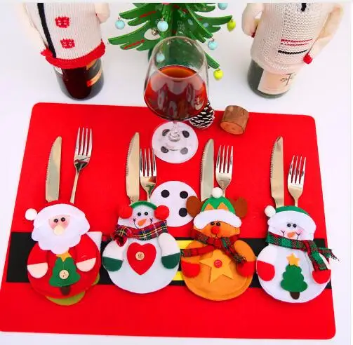 

240 шт. рождественские украшения 2017 столовые приборы костюм столовые приборы держатели Porckets ножи для людей сумка снеговик украшение для ужина украшение дома