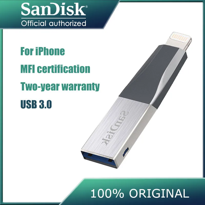 SanDisk двойной интерфейс OTG 128 ГБ флэш накопитель 64 Гб Флешка 32 usb 3 0 для iPhone iPad APPLE MFi|USB