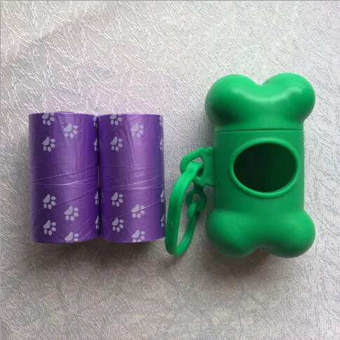 2 рулона мешков для мусора домашних собак переноски с разноцветными костями