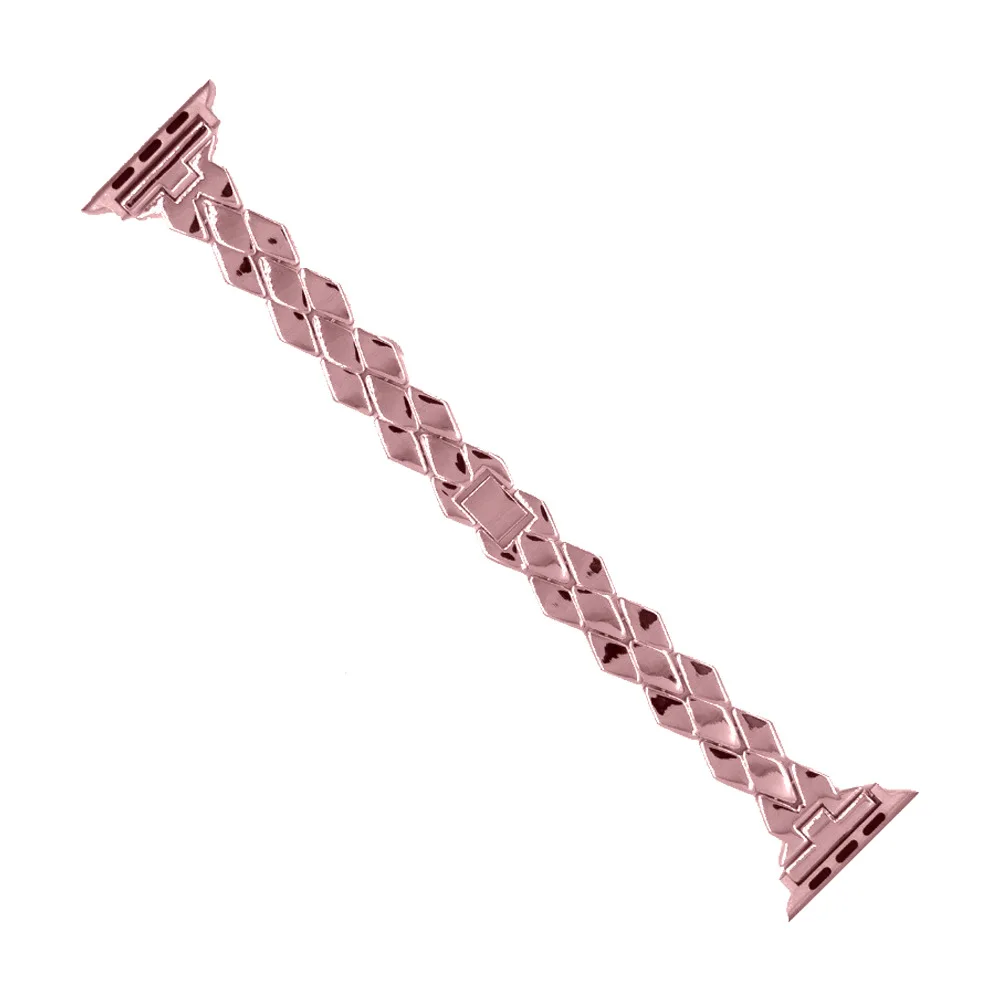 Rose Pink WoseaFit рифленая нержавеющая сталь Ремешок с узором для Apple Watch 38 мм 40 мм 42 мм 44 мм ремешок для серии 2 3 4 ремешок стальной браслет - Цвет: Rose Pink