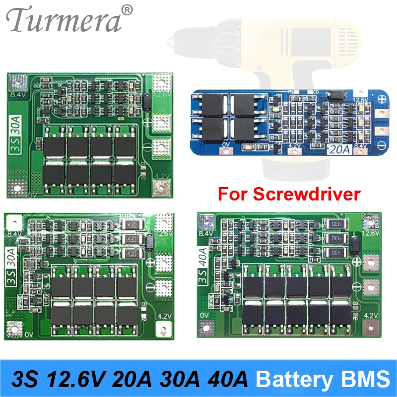 3S 12 6 V 20A 30A 40A для аккумулятора отвертки 12V li ion 18650 Защитная плата BMS PCM|Аксессуары